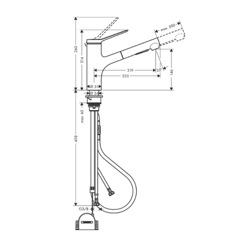 Hansgrohe Zesis M33 Смеситель для кухни, 1 отв., с вытяжным душем, sBox lite, цвет: хром фото в интернет-магазине САНТЕХСИТИ