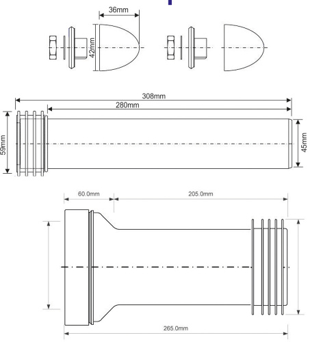Комплект для подключения подвесного унитаза MCALPINE D90/110-260мм фото в интернет-магазине САНТЕХСИТИ