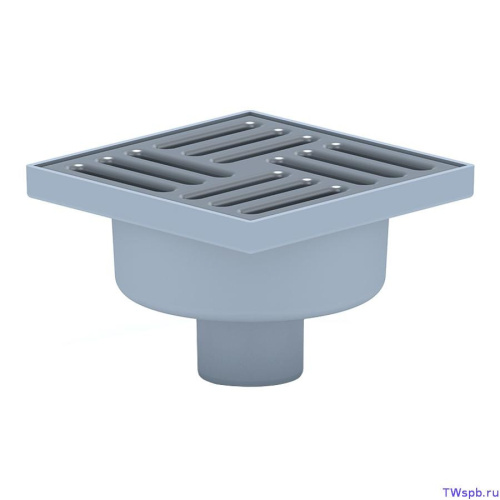 Трап АНИ TA5212 верт вып. 50 решетка из нерж. стали 150х150  фото в интернет-магазине САНТЕХСИТИ