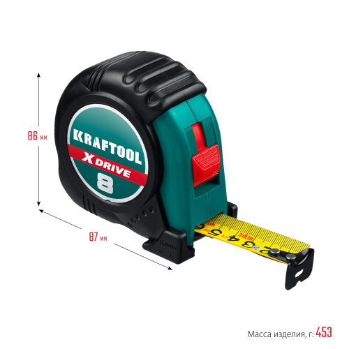 KRAFTOOL  X-Drive, 8 м х 25 мм, рулетка (34122-08) фото в интернет-магазине САНТЕХСИТИ