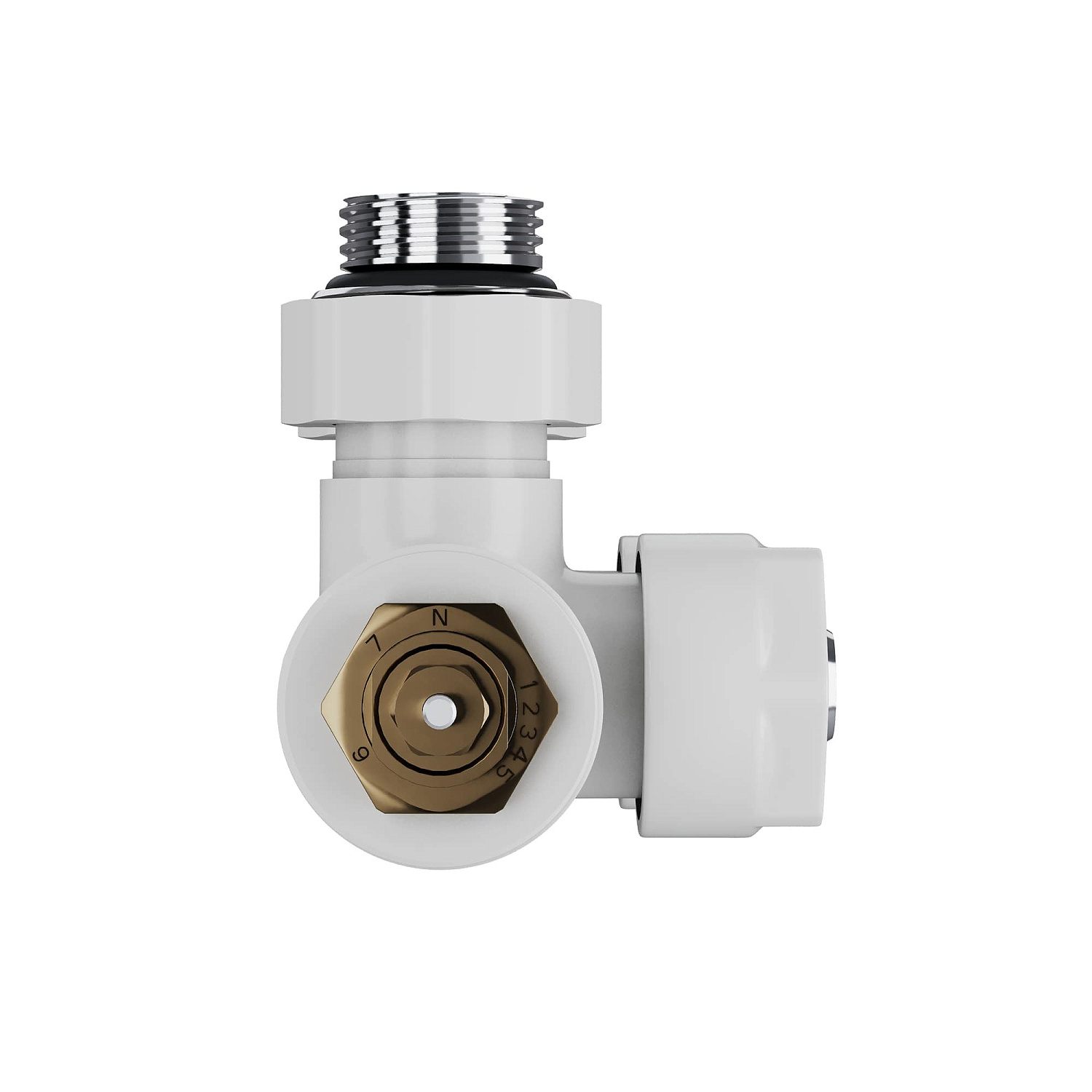Узел нижнего подключения термостатический угловой Royal Thermo Design Pro 15мм М30х1,5 (Белый) фото в интернет-магазине САНТЕХСИТИ