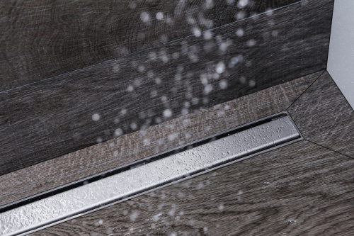 Трап для душа TIM с решеткой под кладку плитки (сух. затвор,горизонт. выпуск) 70*1200 фото в интернет-магазине САНТЕХСИТИ