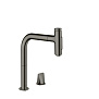Hansgrohe Metris Select Кухонный смеситель 200, на 2 отв, с вытяжным изливом 2jet, цвет: шлифованный черный хром фото в интернет-магазине САНТЕХСИТИ