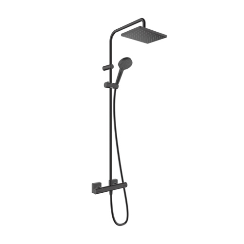 Hansgrohe Vernis Shape Душевая стойка с верхним душем 230 1jet с термостатом, цвет: матовый черный фото в интернет-магазине САНТЕХСИТИ