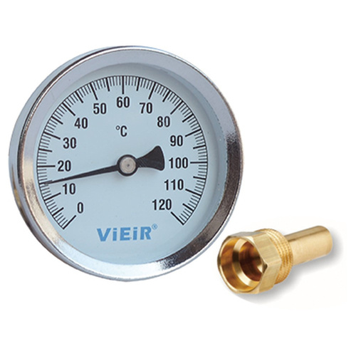 Термометр VIEIR 1/2" 63мм гильза 50мм 120°C фото в интернет-магазине САНТЕХСИТИ