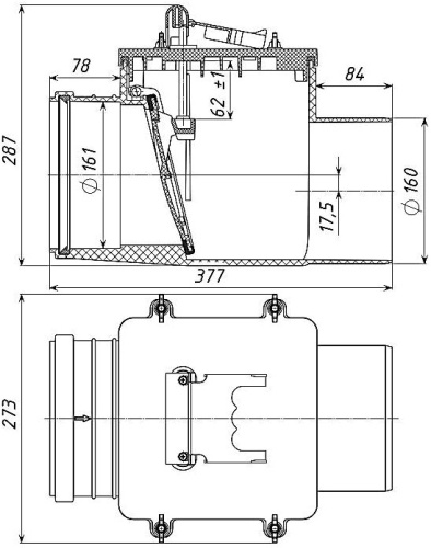 Обратный клапан Tatpolimer горизонтальный ТП-85.160 фото в интернет-магазине САНТЕХСИТИ