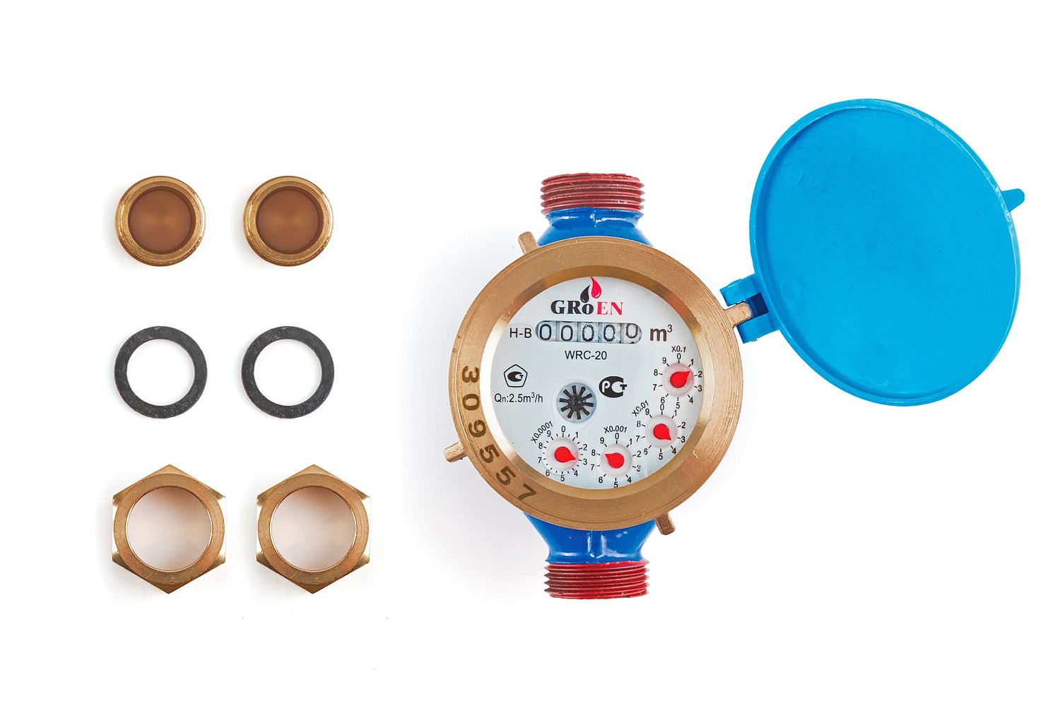 Счетчик GROEN для холодной воды мокроход WRC (iron) 3/4" (130 мм) фото в интернет-магазине САНТЕХСИТИ