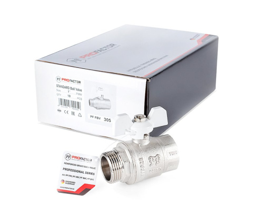 Кран шаровый PROFACTOR 1" вн.-нар. бабочка (10/60) фото в интернет-магазине САНТЕХСИТИ