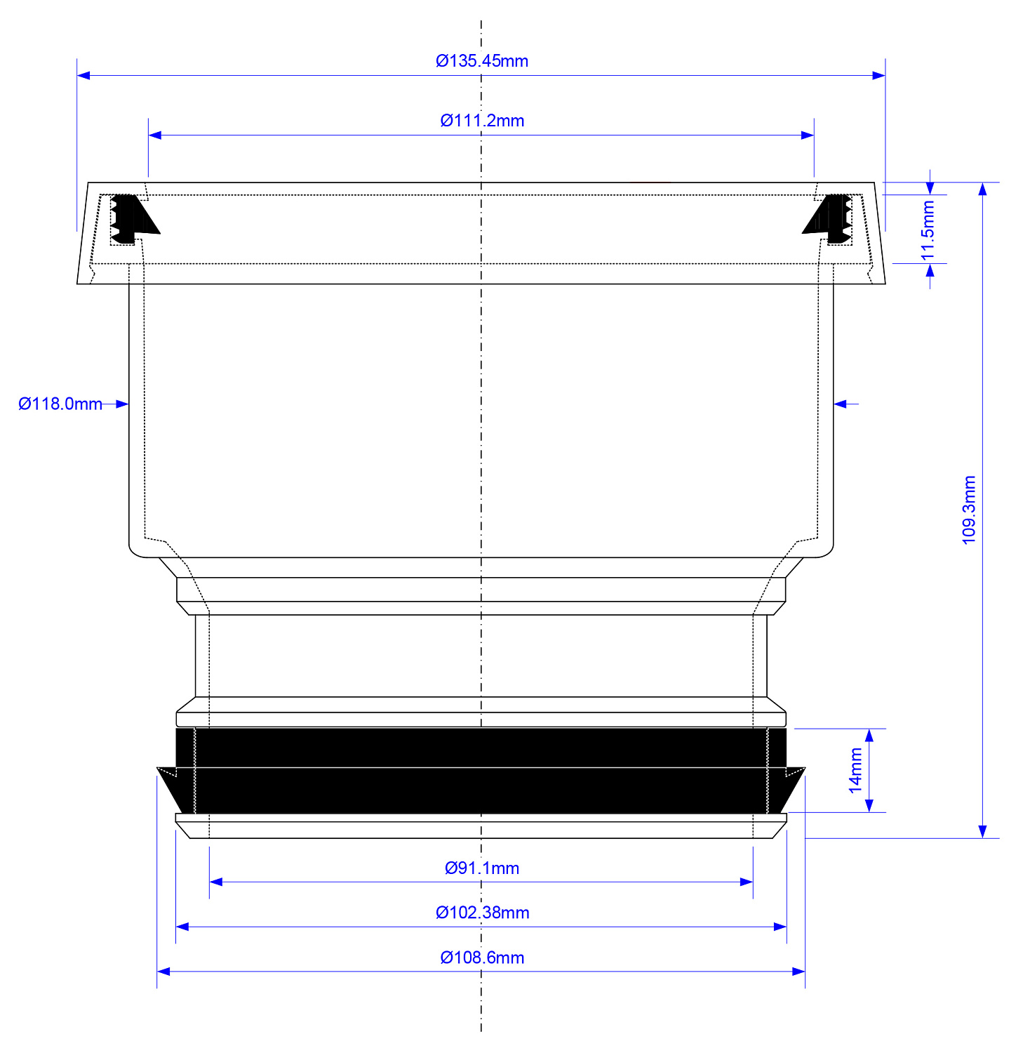 Муфта (L109мм) MCALPINE фото в интернет-магазине САНТЕХСИТИ