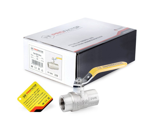 Кран шаровой Profactor для газа 1/2" вн.-вн. стальная рукоятка (12/120) фото в интернет-магазине САНТЕХСИТИ