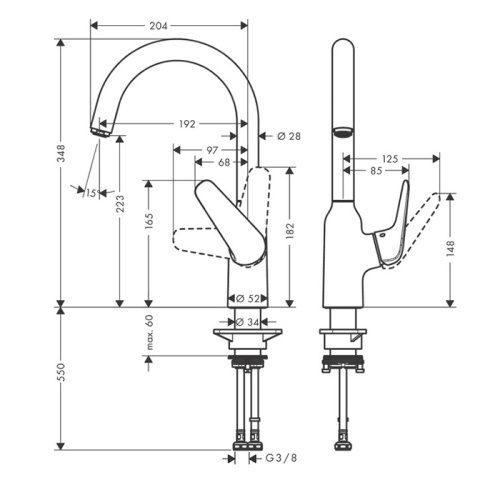 Hansgrohe Focus Смеситель для кухни, однорычажный, на 1 отв., цвет: хром фото в интернет-магазине САНТЕХСИТИ