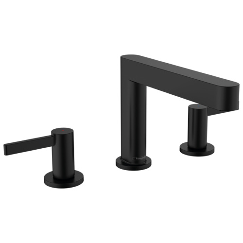 Hansgrohe Finoris Смеситель для раковины, 3 отв., с донным клапаном Push-Open, цвет: черный матовый фото в интернет-магазине САНТЕХСИТИ