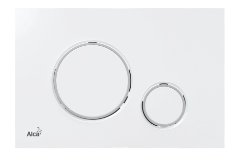 Кнопка управления ALCAPLAST для инсталляции, белый-глянец/xром-глянец фото в интернет-магазине САНТЕХСИТИ