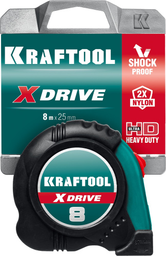 KRAFTOOL  X-Drive, 8 м х 25 мм, рулетка (34122-08) фото в интернет-магазине САНТЕХСИТИ