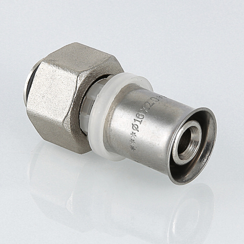 Пресс фитинг VALTEC Соединитель 16(2.0)х1/2 с накидной гайкой под евроконус фото в интернет-магазине САНТЕХСИТИ