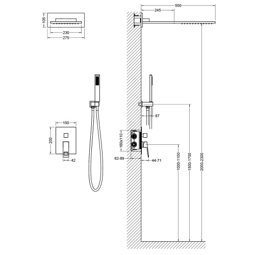 Душевая система встроенная Timo Briana SX-7139/03SM черный фото в интернет-магазине САНТЕХСИТИ