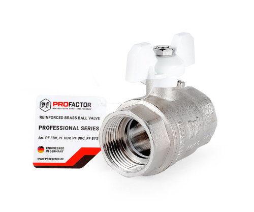 Кран Шаровый PROFACTOR 1" вн.-вн. бабочка (10/60) фото в интернет-магазине САНТЕХСИТИ