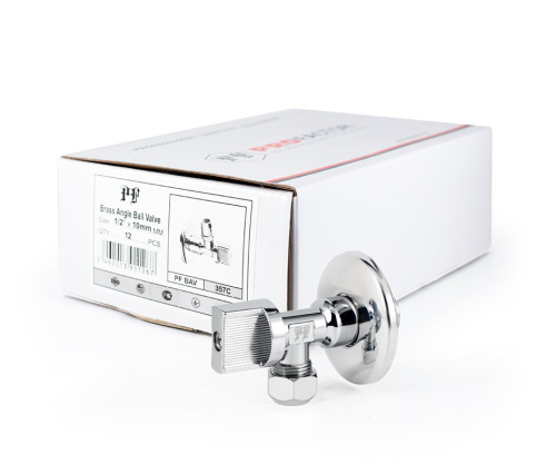 Кран шаровой PROFACTOR CHROME угловой для бытовой техники н/цанга 1/2" х 10мм фото в интернет-магазине САНТЕХСИТИ