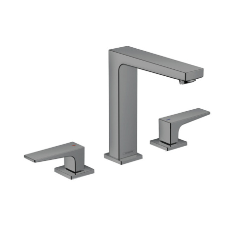 Hansgrohe Metropol Смеситель для раковины 160, на 3 отв, с донным клапаном, излив 152мм, цвет: шлифованный черный хром фото в интернет-магазине САНТЕХСИТИ