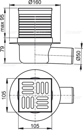 Сливной трап ALCAPLAST боковой 105*105/50 (комб.затвор-SMART) фото в интернет-магазине САНТЕХСИТИ