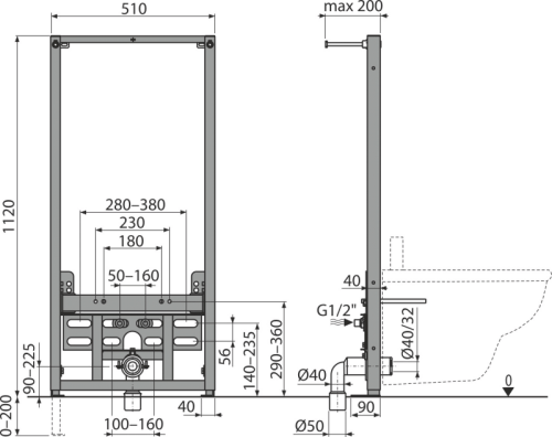 Система инсталляции для биде ALCAPLAST A105/1000 фото в интернет-магазине САНТЕХСИТИ