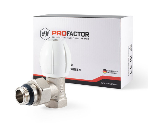 Радиаторный кран PROFACTOR 1/2" верхний угловой c доп. уплотнением фото в интернет-магазине САНТЕХСИТИ