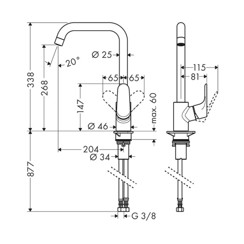 Hansgrohe Focus Кухонный смеситель для кухни, 260, однорычажный, цвет: черный матовый фото в интернет-магазине САНТЕХСИТИ