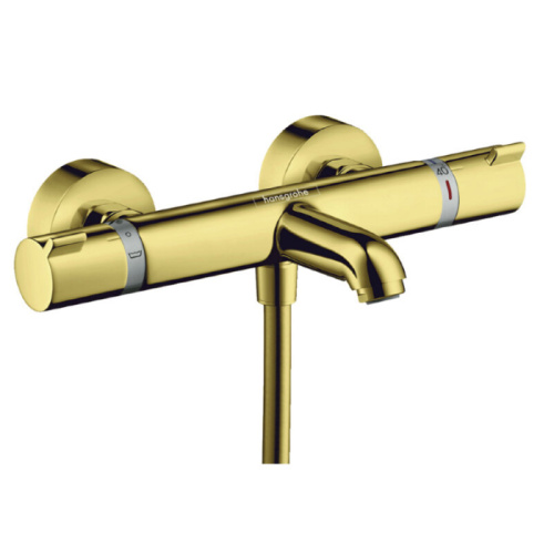 Hansgrohe Ecostat Смеситель для ванны, настенный, термостатический, цвет: полированное золото фото в интернет-магазине САНТЕХСИТИ