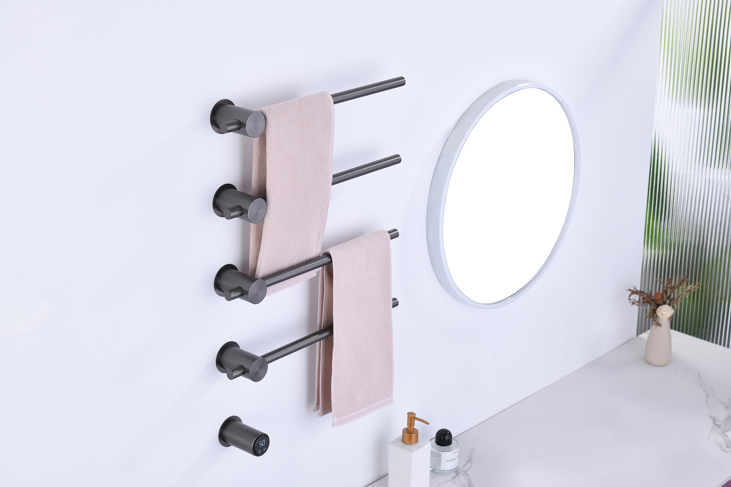 Полотенцесушитель электрический, встроенный Timo Saona 040/18SM черное золото фото в интернет-магазине САНТЕХСИТИ