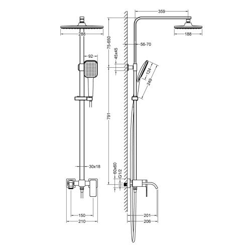 Душевая система Timo Selene SX-1013/00 хром фото в интернет-магазине САНТЕХСИТИ