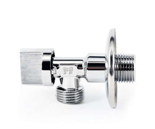 Кран шаровой PROFACTOR CHROME угловой для бытовой техники н/н 1/2" х 1/2" фото в интернет-магазине САНТЕХСИТИ