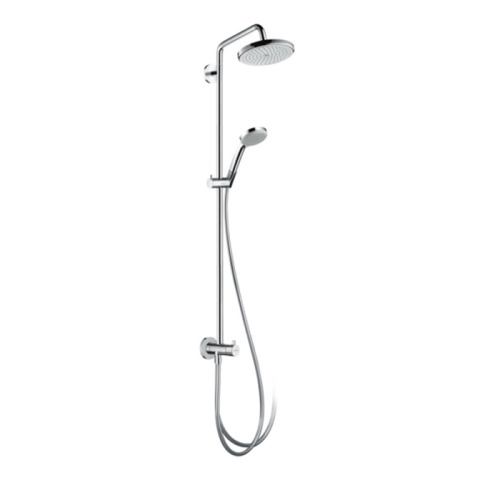 Hansgrohe Croma Душевая система Showerpipe: верхний душ 220 1jet, ручной душ, штанга для душа, держатель, цвет: хром фото в интернет-магазине САНТЕХСИТИ