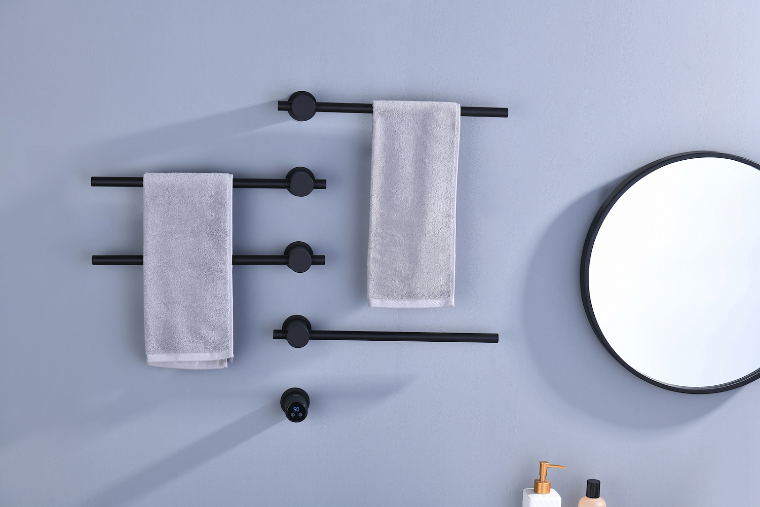 Полотенцесушитель электрический, встроенный Timo Saona 040/03SM черный фото в интернет-магазине САНТЕХСИТИ