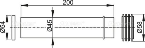 Патрубок ALCAPLAST D45/58 L200 для подключения подвесного унитаза фото в интернет-магазине САНТЕХСИТИ