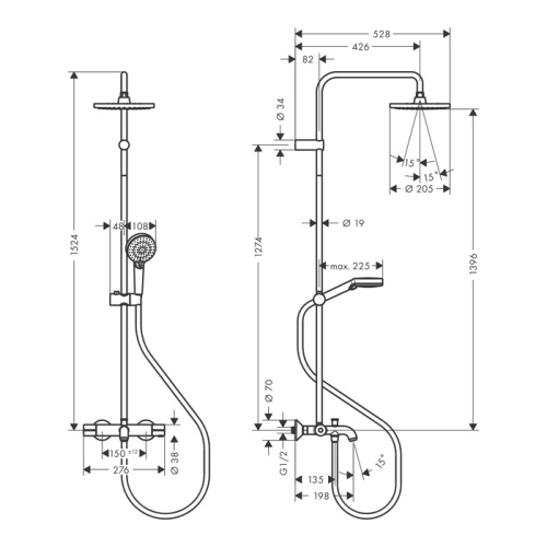 Hansgrohe Vernis Blend Душевая стойка с верхним душем 200 1jet с термостатом для ванны, EcoSmart, цвет: хром фото в интернет-магазине САНТЕХСИТИ