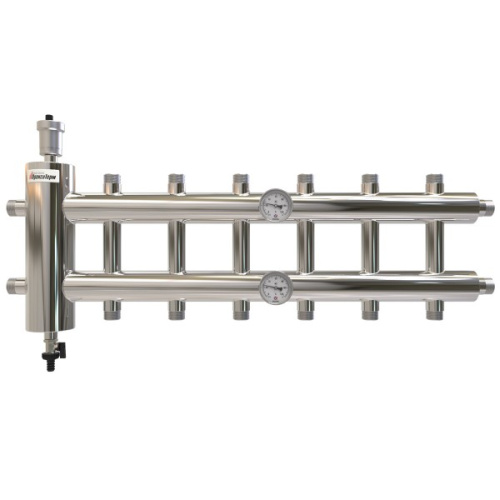 Коллектор с гидроразделителем ПРОКСИТЕРМ из нерж. стали GSK 25-7 60 кВт 7 контур фото в интернет-магазине САНТЕХСИТИ