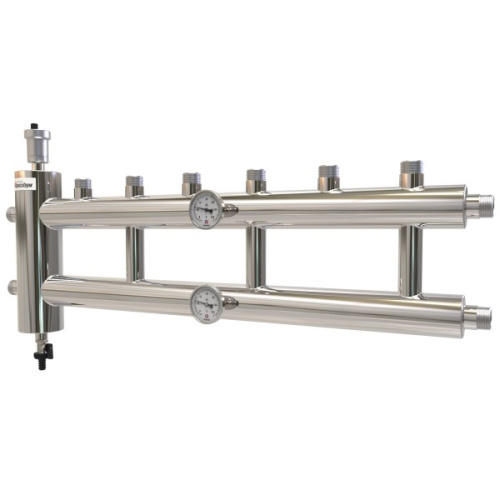 Коллектор с гидроразделителем ПРОКСИТЕРМ из нерж. стали GSK 25-3.1 60 кВт 3+1 контур фото в интернет-магазине САНТЕХСИТИ