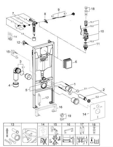 Система инсталляции для унитаза GROHE Rapid SL 38536001 компл. 2 в 1 (без кнопки) фото в интернет-магазине САНТЕХСИТИ