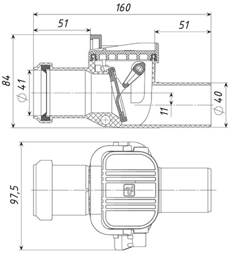 Обратный клапан Tatpolimer горизонтальный ТП-86.40 фото в интернет-магазине САНТЕХСИТИ