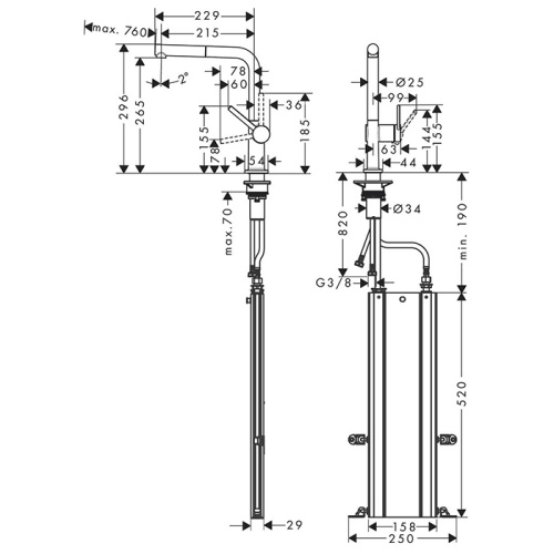 Hansgrohe Talis M54 Смеситель для кухни, 1 отв., цвет: сталь фото в интернет-магазине САНТЕХСИТИ