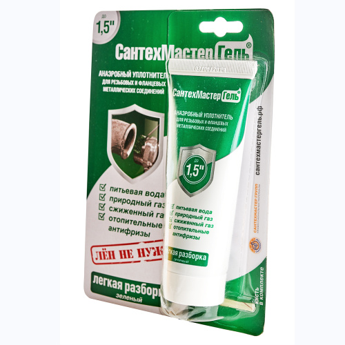 Анаэробный клей-герметик Сантехмастер Гель ЗЕЛЕНЫЙ 60 гр. фото в интернет-магазине САНТЕХСИТИ