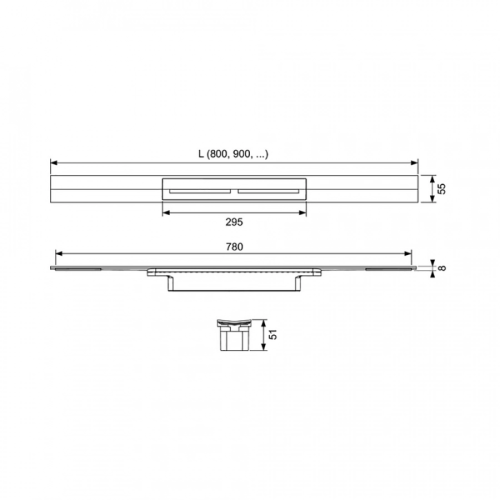 Профиль для душа TECE TECEdrainprofile с цветным PVD покрытием черный хром 800 мм 670801 фото в интернет-магазине САНТЕХСИТИ