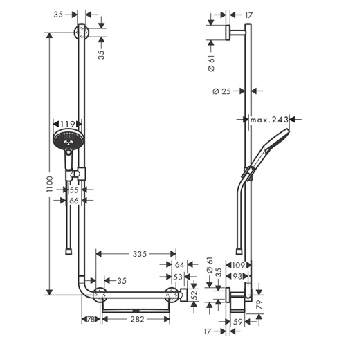 Hansgrohe Raindance Select S 120 EcoSm/U'Comf Душевой гарнитур, настенный, с ручным душем, цвет: хром фото в интернет-магазине САНТЕХСИТИ