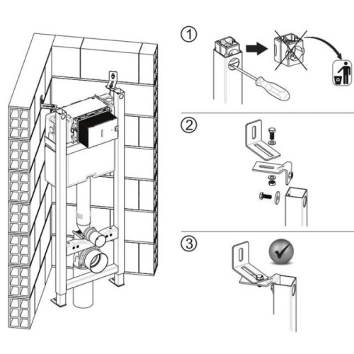 Модуль OLI QUADRA 280490 Sanitarblock 300 x 1150 х 180 мм с креплением ширина 300мм фото в интернет-магазине САНТЕХСИТИ
