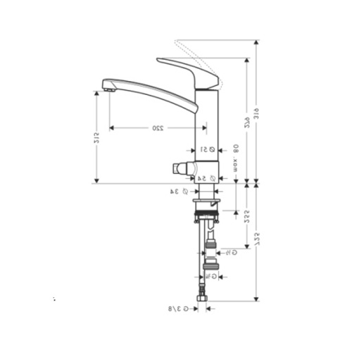 Hansgrohe Metris Смеситель для кухни 220, однорычажный, с запорным вентилем для посудомоечной машины, фото в интернет-магазине САНТЕХСИТИ