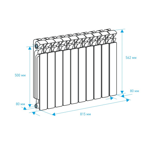 Радиатор биметаллический ALECORD 500/96 6 секций фото в интернет-магазине САНТЕХСИТИ