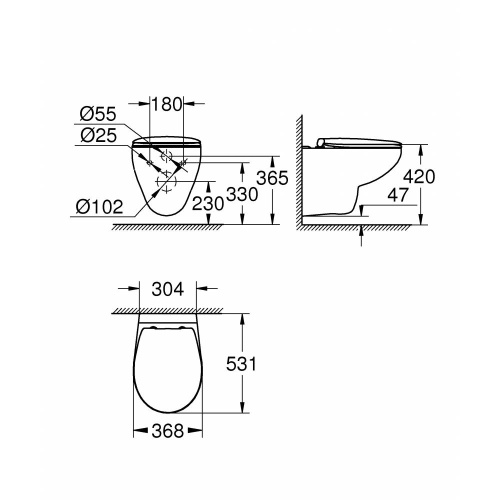 Подвесной унитаз Grohe Bau Ceramic безободковый, крышка микролифт фото в интернет-магазине САНТЕХСИТИ