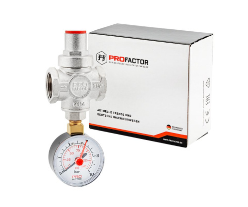 Редуктор давления ProFactor 3/4" (с манометром в комплекте) фото в интернет-магазине САНТЕХСИТИ