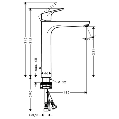 Hansgrohe Focus Смеситель для раковины, однорычажный, высокий h:23см., на 1 отв., цвет: хром фото в интернет-магазине САНТЕХСИТИ