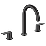 Hansgrohe Vernis Shap Смеситель для раковины, на 3 отв, с донным клапаном, цвет: матовый черный фото в интернет-магазине САНТЕХСИТИ